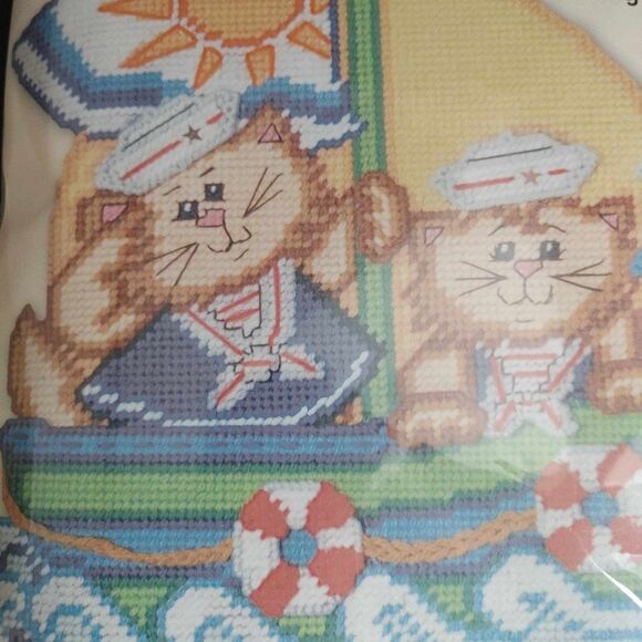 Design Works Sailing Cats Plastic Canvas Kit #2204 Wall Decor 14 x 15 NEW - Picture 3 of 5